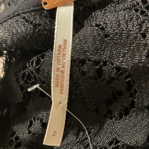 Free People Women’s Mini Dress Size 2 Black Whimsigoth Lace Cotton Ruffle Hem - Picture 14 of 15